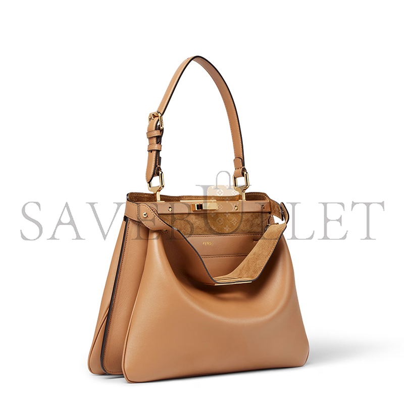 FENDI PEEKABOO SOFT MEDIUM CAPPUCCINO-COLORED LEATHER BAG 8BN353AOVHF19P8 (33*25.5*10cm)